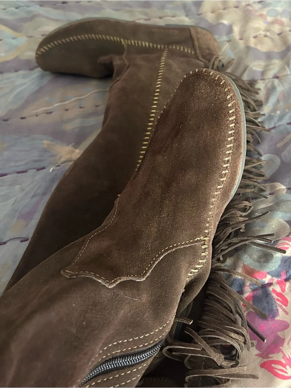 Minnetonka Brown Suede Over-the-Knee Fringe Boots